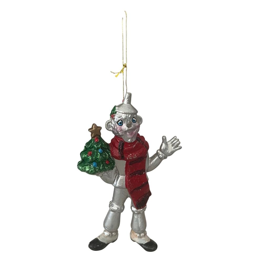 Kurt Adler Wizard of Oz Tin Man Ornament Holding Tree with Red Scarf Vintage